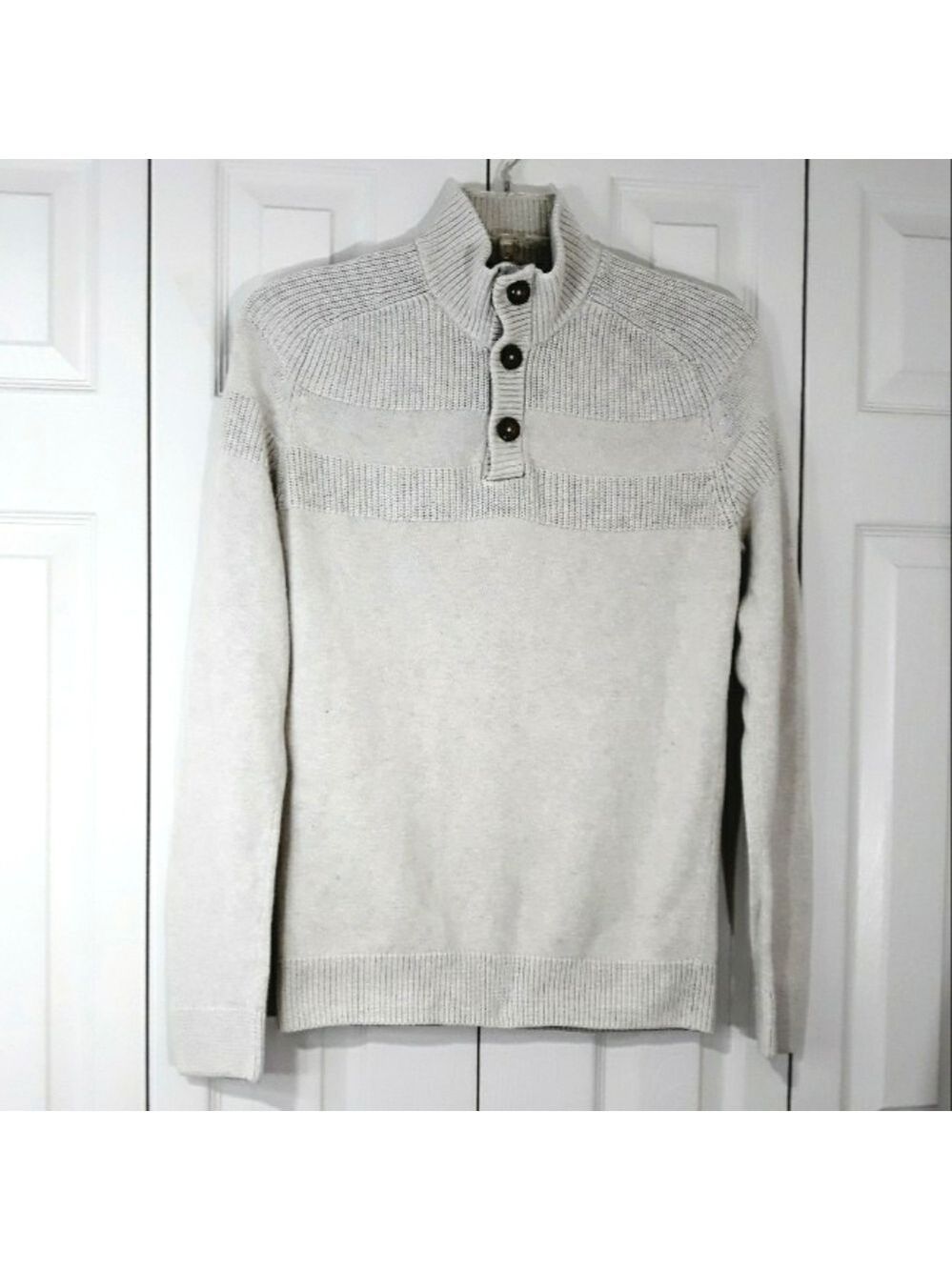 American Rag 100% Cotton Men's Knit Light Gray Sweater Size Medium